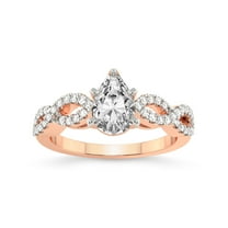3 Carat IGI Certified Pear Shape Lab Grown Diamond Engagement Ring | 14K Rose Gold | Lorene Twisted Shank Lab Diamond Ring | FG-VS1-VS2 Quality Friendly Diamonds