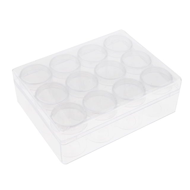 Caja de Almacenamiento de Joyería Zulema Plástico Transparente 12 Piezas 20 Pequeños Tarros