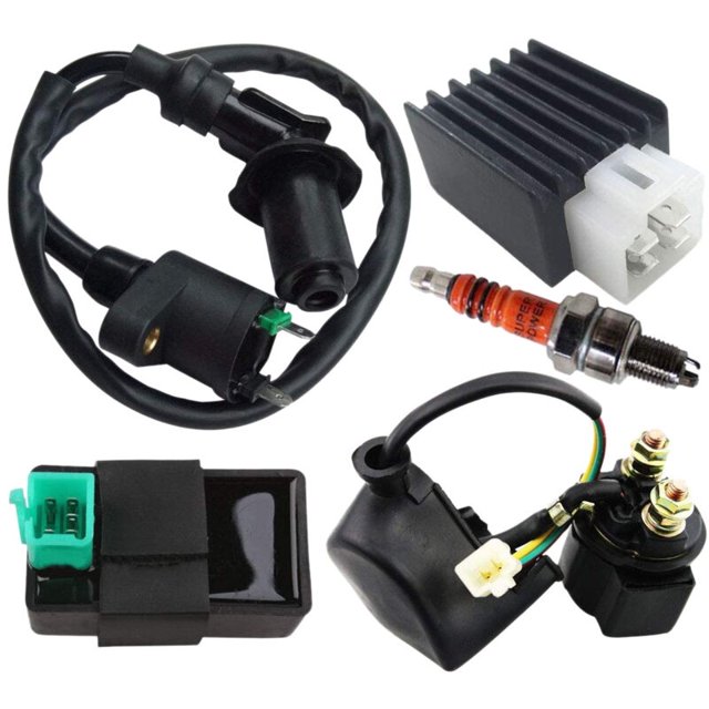 Relé de bobina de encendido Solenoide Regulador de voltaje Caja CDI de 5 pines Bujía para Go Kart Dirt Bike de 50 cc 70 cc 90 cc 110 cc 125 cc