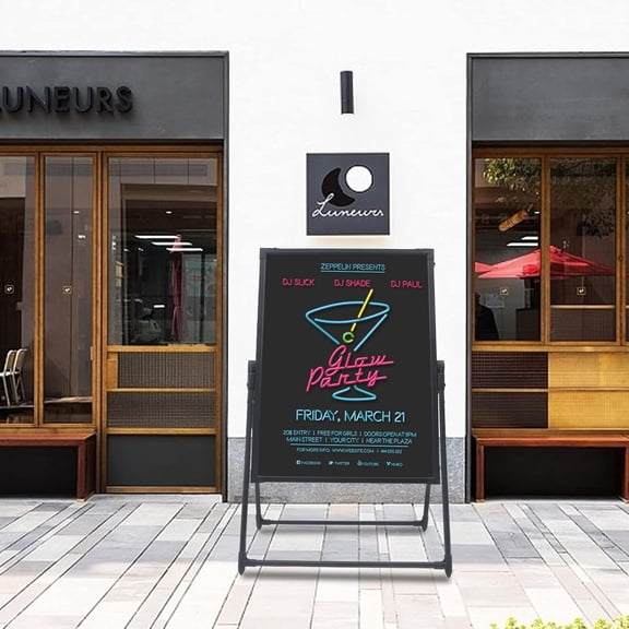 Miumaeov LED Message Writing Board Standing A-Frame Menu Sign Board Illuminated Erasable Lighted Chalkboard Sign Menu Board