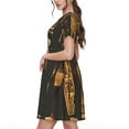 thumbnail image 2 of Fotbe Ancient Egyptian Hieroglyph Pattern Dress Casual Womens Fashion Short Sleeve Maxi Dress T Shirt Dress Striped Long Color Block Maxi Dress, 2 of 6