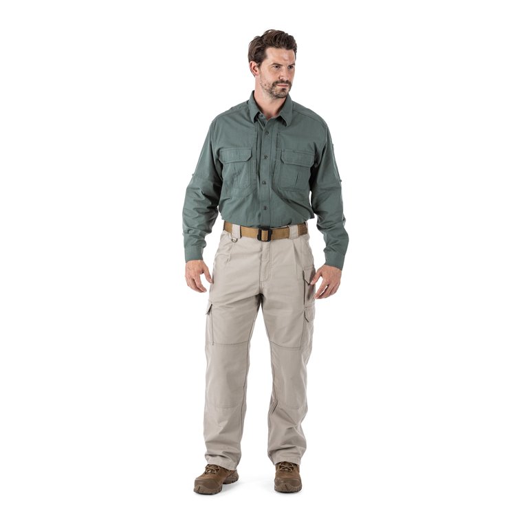 5.11 Work Gear Men's Active Work Pants, Superior Fit, Double Reinforced,  100% Cotton, Khaki, 28W x 30L, Style 74251 