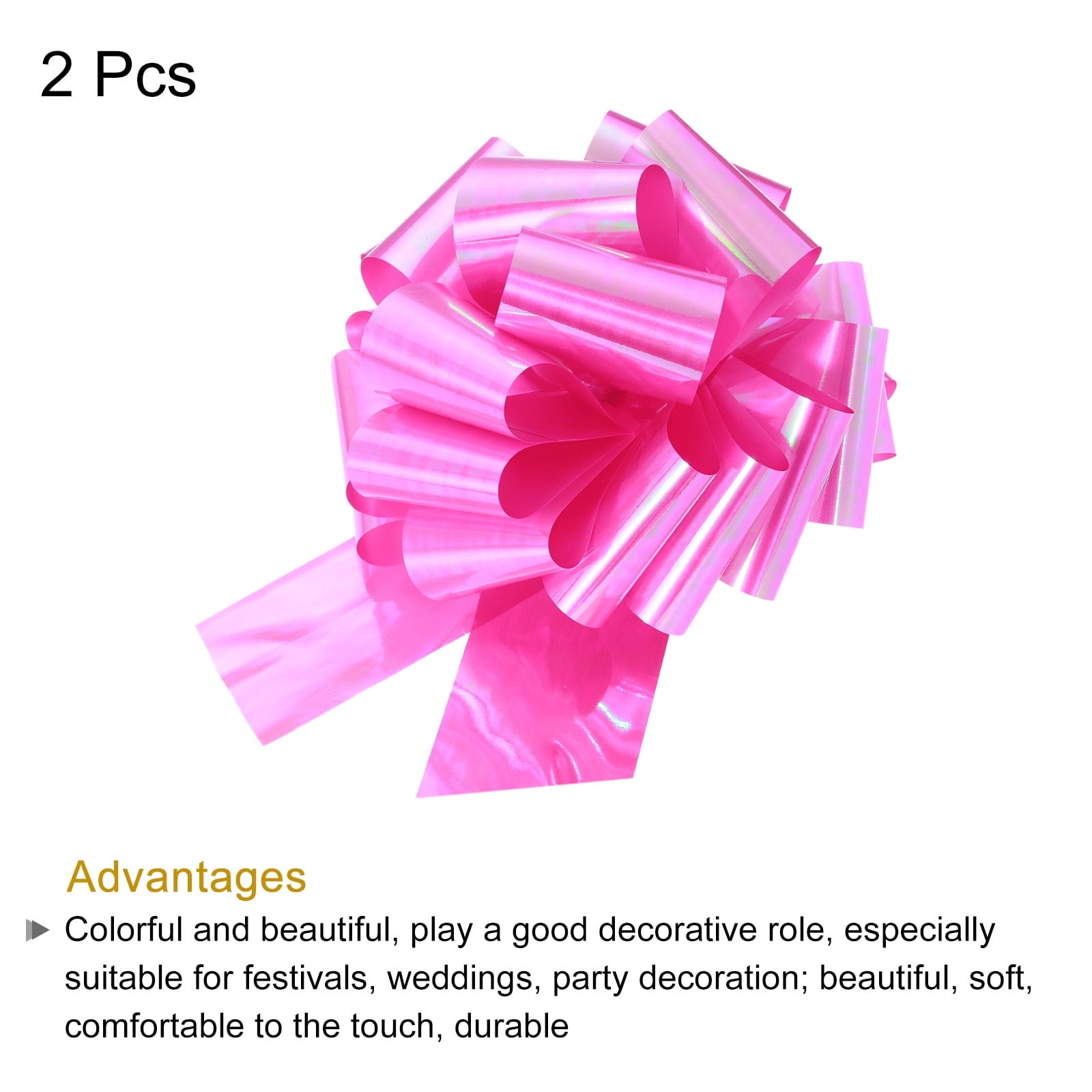 Uxcell Metallic Large Big Pull Bow Gift Wrapping Bows Ribbon for Wedding Car Baskets Presents Colorful Rose Red 18 inch
