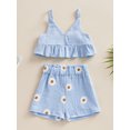 thumbnail image 2 of Bagilaanoe 2Pcs Toddler Baby Girls Short Pants Set Sleeveless Ruffle Vest Tops + Floral Shorts 6M 12M 18M 24M 3T 4T Kids Casual Summer Outfits, 2 of 9