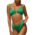 thumbnail image 3 of WREESH Womens High Cut Bikini Sets Split Solid Two-Piece Bikini Swimsuit Beach Bathing Suit Green, 3 of 6