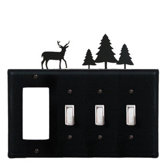 Deer & Pine Trees Single GFI CUSTOM Product Triple Switch Cover