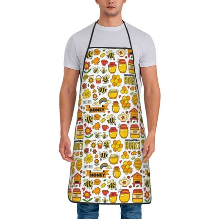 

Lukts Bees And Honey 1 Print Unisex Tie-Up Aprons Bibs for Chef Kitchen Grill Beverage Shop