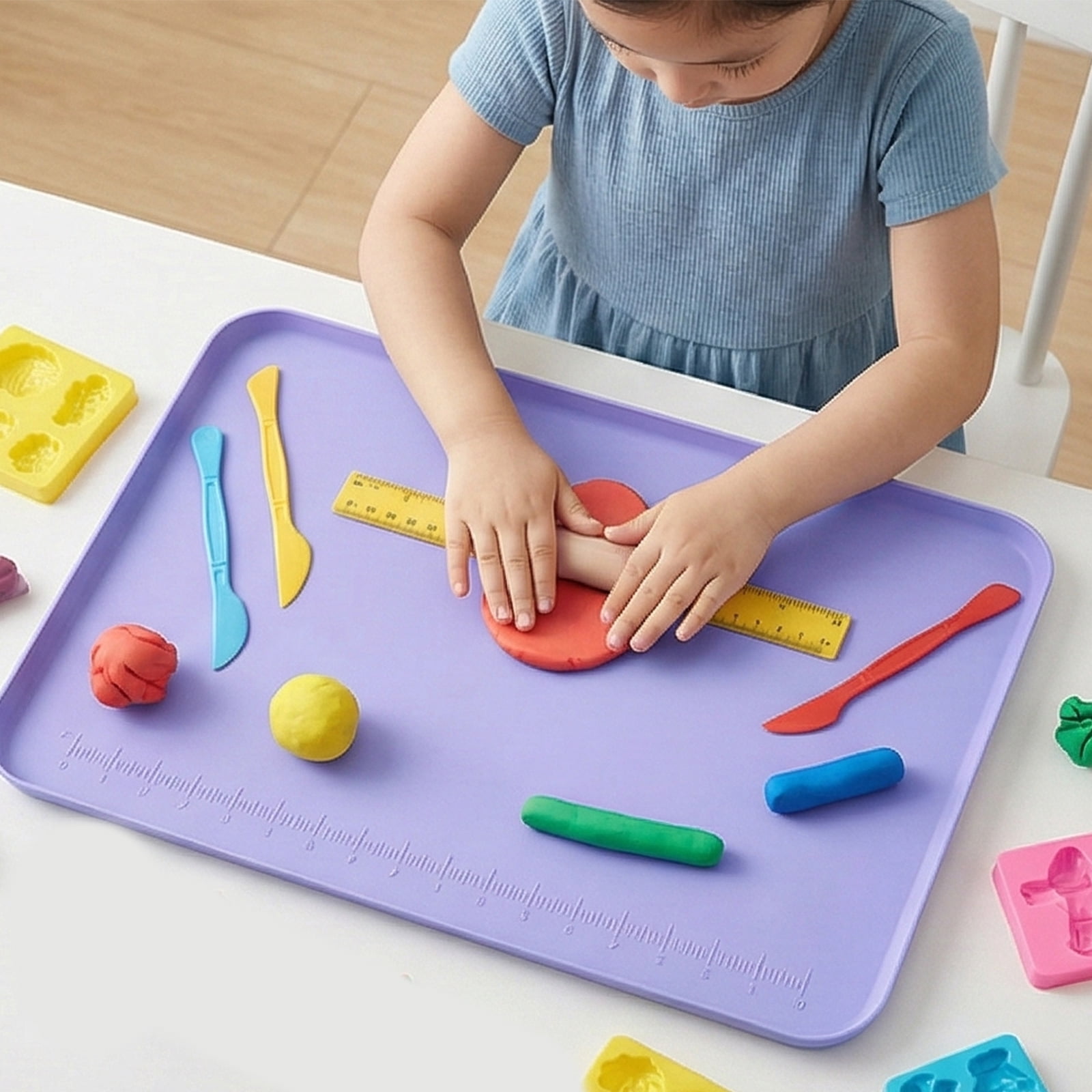 Silicone Craft Mat with Raised Edges to Contain Liquids and Keep Workspaces Cleaning for Projects