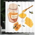 thumbnail image 4 of Ambesonne Honey Bee Shower Curtain, Spoon Jar and Sunflowers, 69"Wx70"L, Orange and Multicolor, 4 of 5