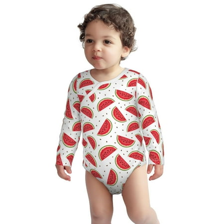 

Fotbe Watermelon Pattern Unisex-baby Long-sleeve Bodysuit Long Sleeve Bodysuits One-piece 100% Organic Cotton for Infant Baby Boys Unisex-18 Months