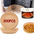 thumbnail image 1 of CHUANK 200 Pcs Doublure de Friteuse en Papier Parchemin 16cm Antiadhésif Jetable Rond pour Cuisson BBQ Micro-Ondes (Marron), 1 of 10