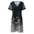 thumbnail image 5 of Sundresses for Women Casual Summer Floral Lace Short Sleeve Tunic Dress Scalloped V-Neck Loose Beach Mini Dresses, 5 of 6