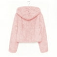 thumbnail image 4 of gbyLJF Womens Faux Fur Coats Solid Color Long Sleeve Hooded Cardigan Winter Casual Short Fuzzy Outwear Jackets, 4 of 9