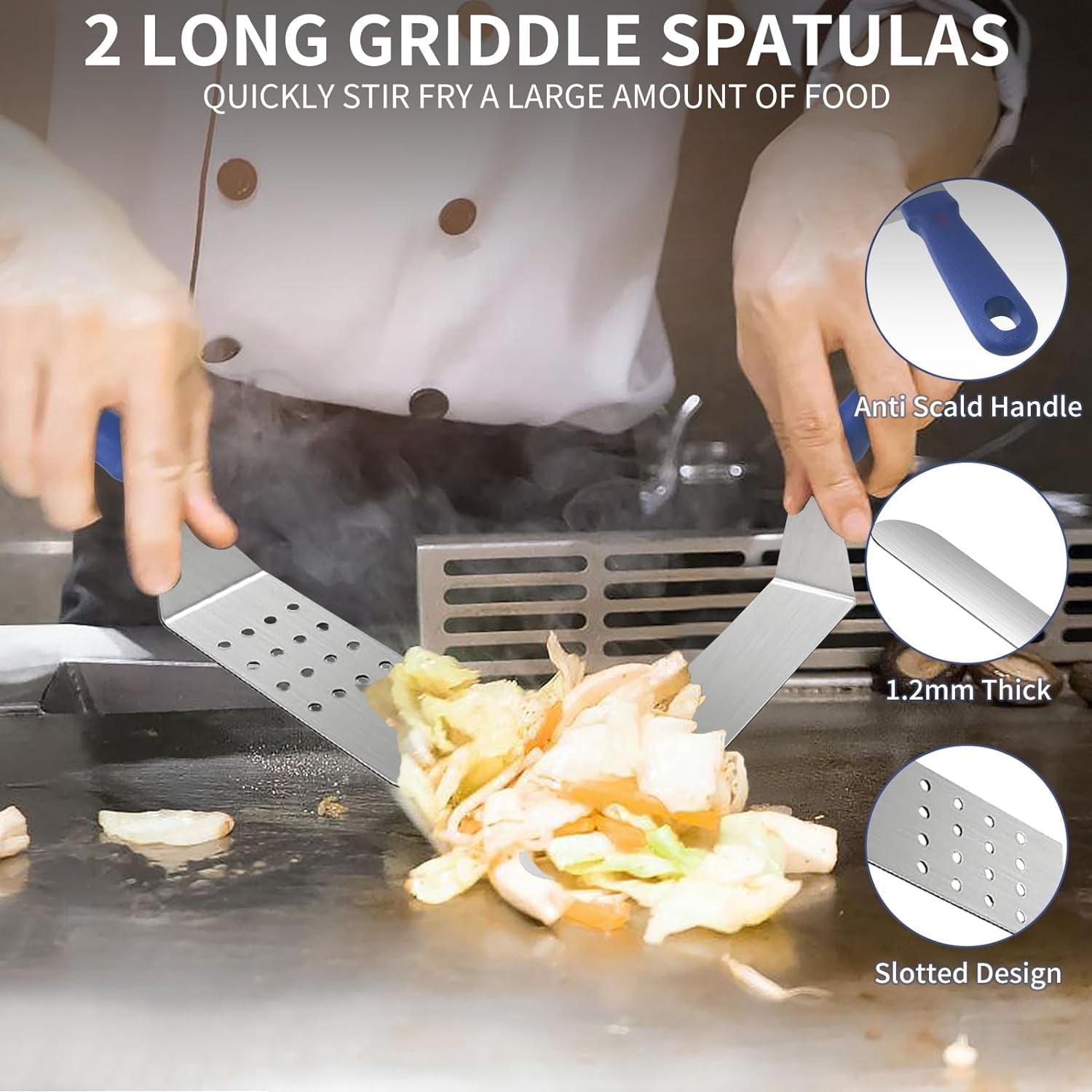 Monteka Griddle Accessories Kit, 23Pcs Grilling Accessories Set for Camp Chef, Flat Top Griddle Accessories with Scraper, Spatula, Basting Cover, Tongs, Egg Ring, Outdoor Grill Tools Blue