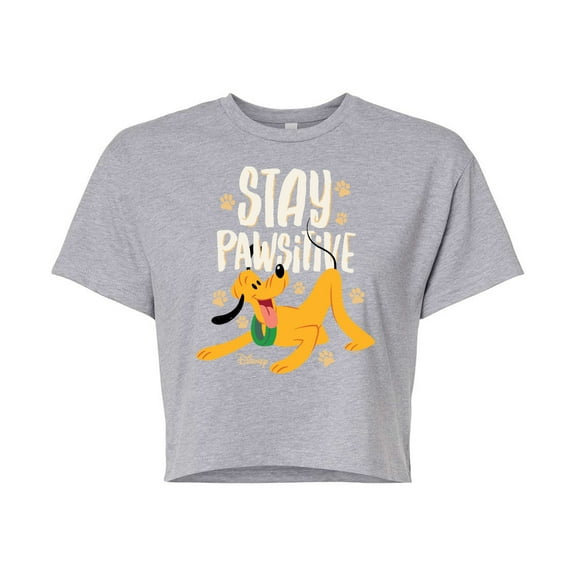 Disney Classics - Cats & Dogs - Stay Pawsitive - Juniors Cropped Cotton Blend T-Shirt