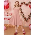 thumbnail image 5 of Arshiner Girls Dress Summer Ruffle Sleeve Mesh A Line Casual Party Dresses with Pockets, 5 of 6