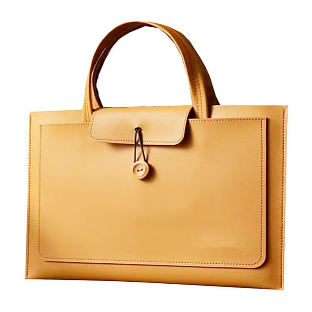Sac d'Ordinateur Portable Grande Capacité Sac d'Ordinateur Portable à Main Résistant à l'Usure Sac d'Ordinateur d'Affaires en PU Orange 15.6
