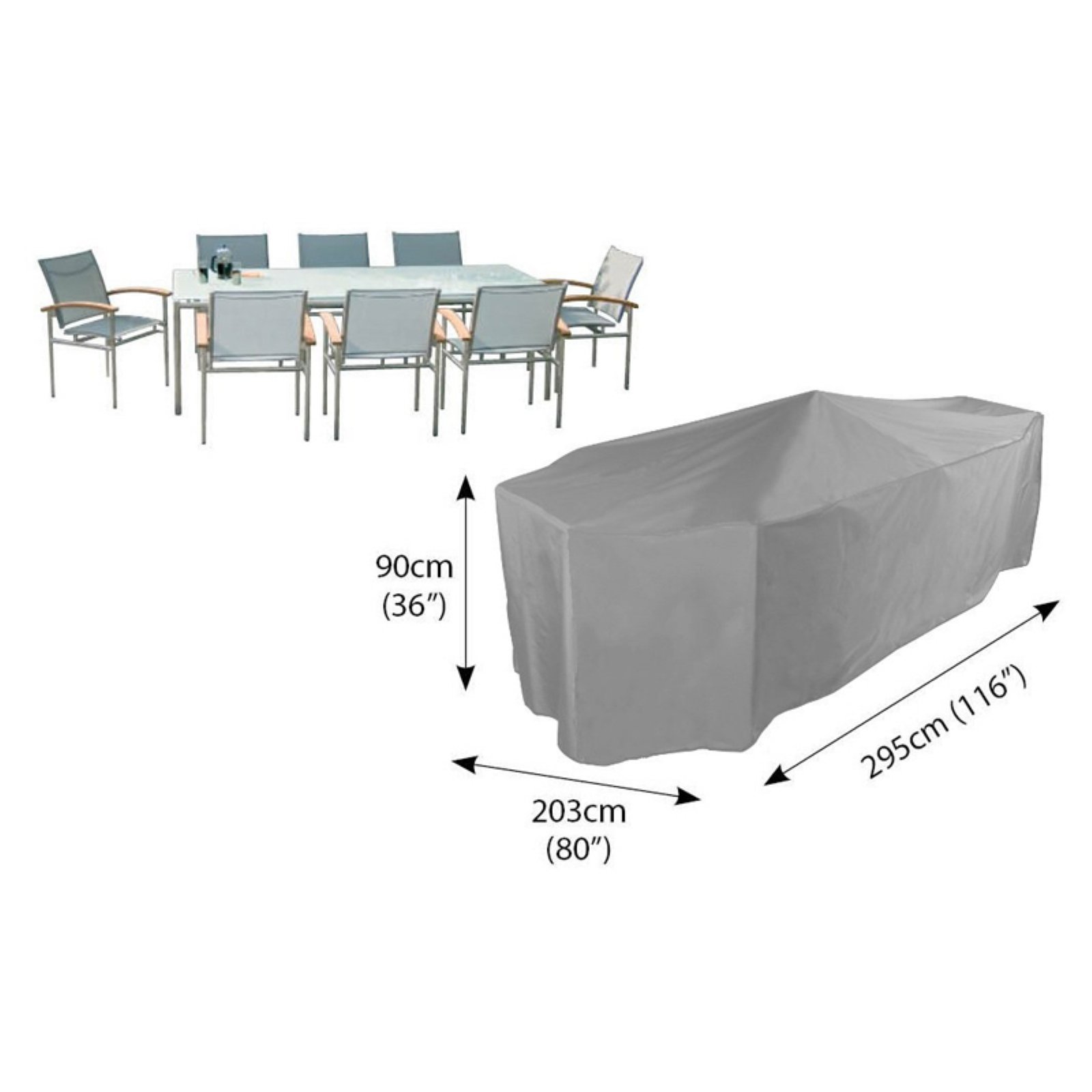 Bosmere Waterproof Grey Outdoor Rectangle Table &amp; 8 Chair Set Cover - 116L x 80W x 36H in. - image 4 of 4