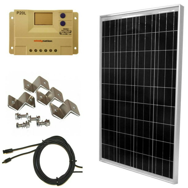 100 Watt OffGrid Polycrystalline Solar Panel Kit with P20L