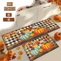 Fall Kitchen Rugs Fall Kitchen Mats Fall Pumpkin Maple Leaf Floor Mat Two Piece Set Halloween Thanksgiving Decorative Floor Mat Bathroom Kitchen Mat Porch Carpet Long Strip Foot Mat Entrance Mat