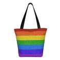 thumbnail image 3 of Easygdp Colorful Glitter Rainbow Stylish Canvas Handbag Shoulder Tote Bag, Shopping Bag with Zip, Suitable for Buying Groceries, Office, Fitness, 3 of 9