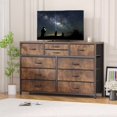 thumbnail image 1 of Brown 10 - cajón fabric almacenamiento cómoda con steel frame y wood top, suitable as mesa de TV o entertainment center in dormitorio, hallway, nursery o closets, 1 of 5
