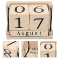 thumbnail image 2 of MasteelfCA Wooden Calendar Reusable Desktop Calendar Burned Effect Calendar Block for Office Home Beige, 2 of 8
