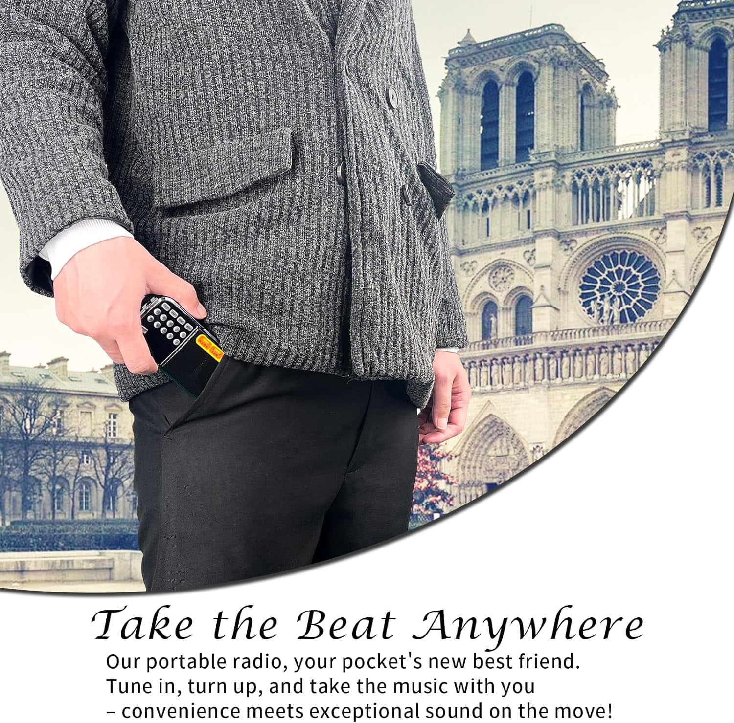 Portable AM/FM Radio with MP3 Player, Flashlight & Rechargeable Battery - Hands-Free Strap for Emergency, Outdoor, Camping