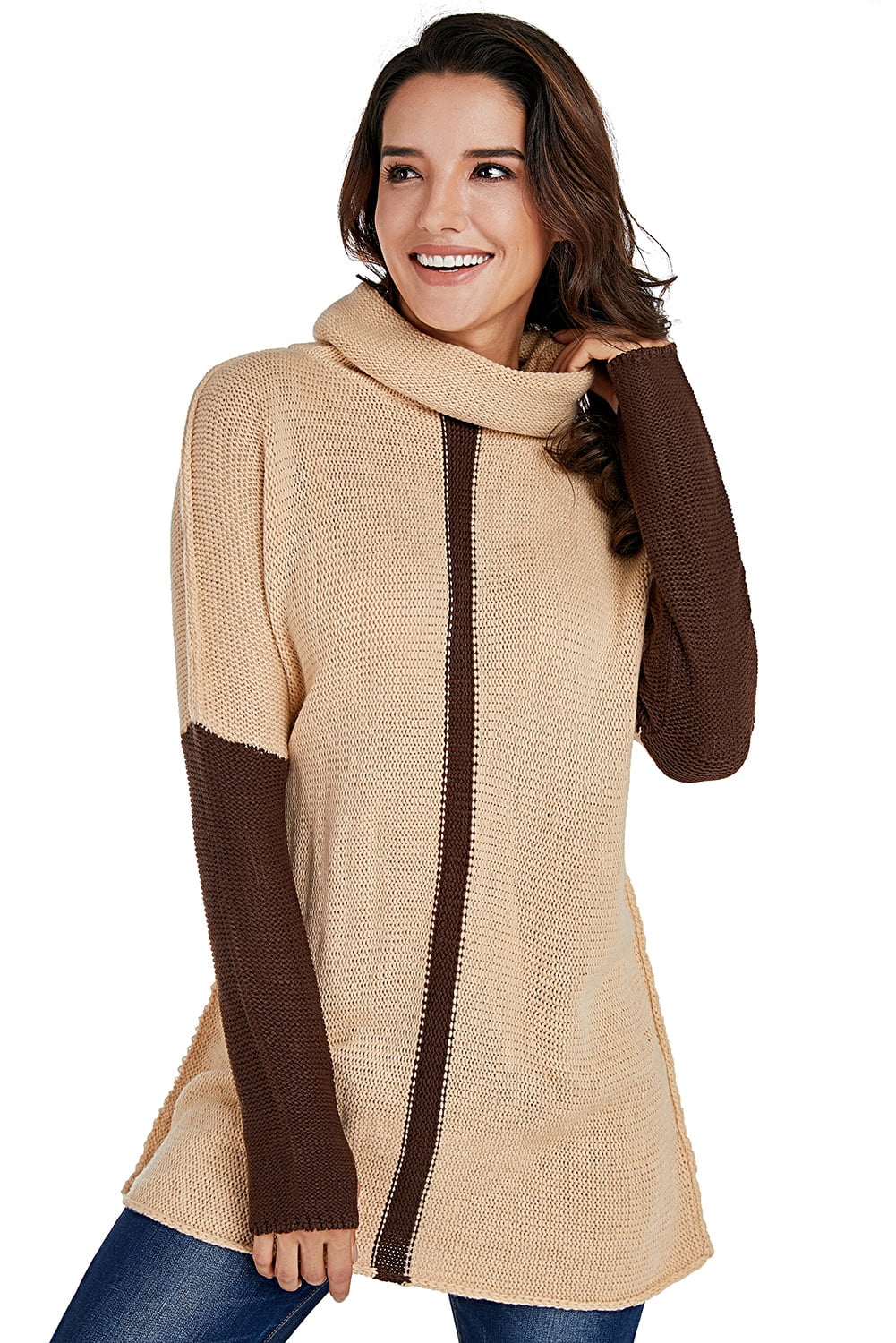 Brown Apricot Individual Cowl Neck Pullover Sweater | Walmart Canada