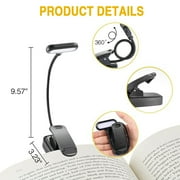 Anpro 2 Pack Rechargeable Book Light, Clip On Reading Light for Bed, 6 LED, 3 Colors & Brightness, 40H Battery, Eye-Caring Flexible Gooseneck Book Lamp