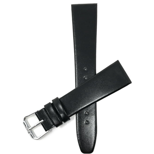 Extra-Long (XL) 20mm Leather Slim Watch Strap Band Anti-Allergic Lining, Silver Coloured Buckle