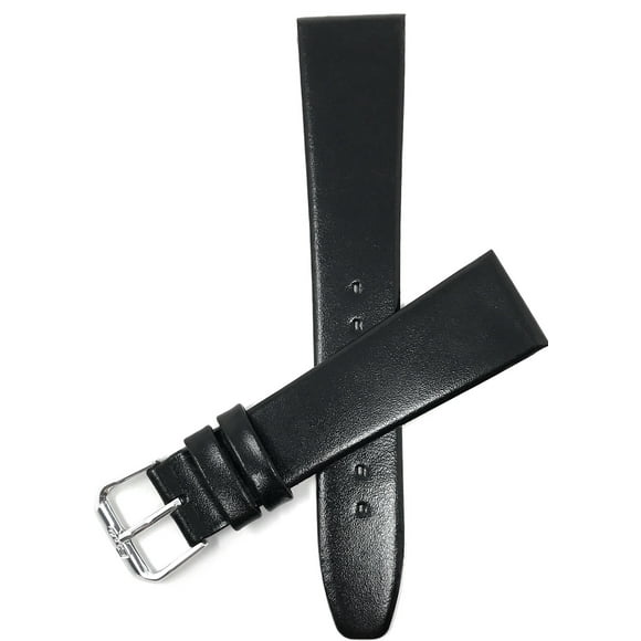 6mm Leather Slim Watch Strap Band, Silver Coloured Buckle