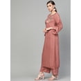 thumbnail image 3 of Idalia Rose Gold embroidered Straight Kurta With Palazzo Pants, 3 of 5