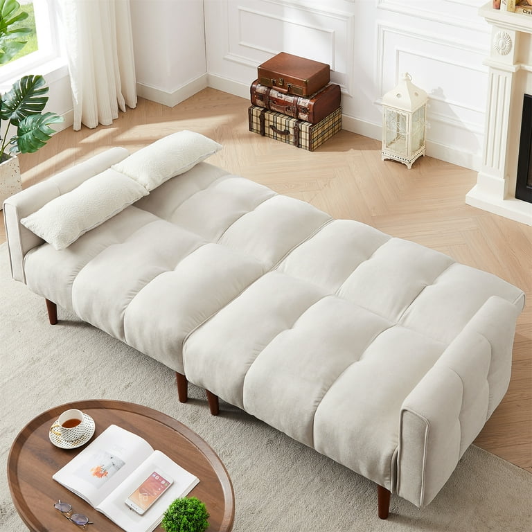 Futon Couch Sofa Bed,Adjustable Convertible Living Room Futon Sofa  Cama,Modern PU Upholstered Breathable Small Couch,67 Futon Set for Compact  Living