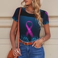 thumbnail image 6 of KLL Women 's Crew Neck Bodysuit Jumpsuits Two Human Hands are Holds Pink Ribbon Awareness Print Short onesies Stretch T Shirts, 6 of 7
