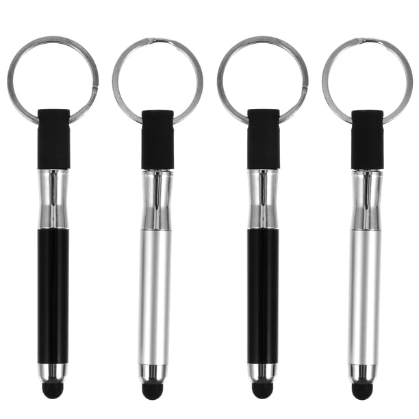 4 piezas forma de pluma llaveros Mini llaveros bolígrafo portátil llavero herramientas
