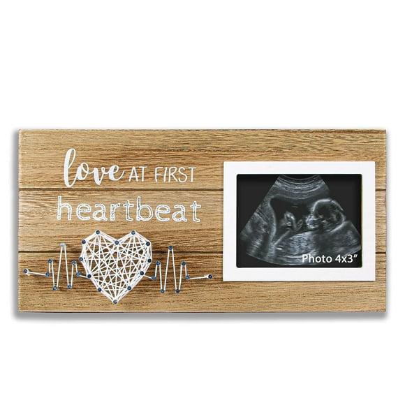 VILIGHT Nouveaux Cadeaux pour Maman - Idées d'Invités de Grossesse Décoration de Chambre de Bébé - Cadre Photo Échographie Amour au Premier Battement de Cœur pour Photo à Ultrasons Standard 4 Pouces x 3 Pouces