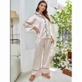 thumbnail image 4 of Conjunto de pijama de seda simulada para mujer, otoño e invierno, manga larga, 4 of 8