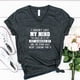 thumbnail image 3 of Nueva camiseta divertida con letras MY MIND Just WANDERED OFF para mujer, camiseta de manga corta, informal, estilo hip hop, cuello en V, camiseta de moda para chica con letras, 3 of 5