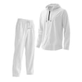 thumbnail image 4 of SOOMLON Matching Set Men Big and Tall Zip Long Sleeve Hoodie Shirt Elastic Waist Linen Pants Summer 2 Piece Outfits Sets, 4 of 6