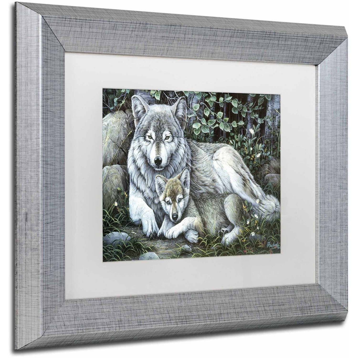 Trademark Fine Art 'Tender Moment' Canvas Art by Jenny Newland, White Matte, Silver Frame