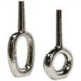 thumbnail image 1 of Jennifer Taylor Home Riza 16" & 14" Open Ceramic Vases Set of 2 Hammered Silver, 1 of 9