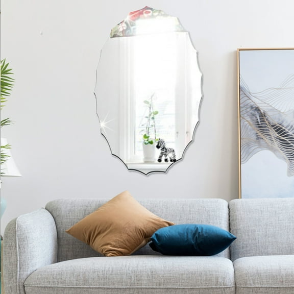 ELAYARD Plated Oval , Flexible Adhesive Decorative Mirror for Bathroom and Home Wall Decoration