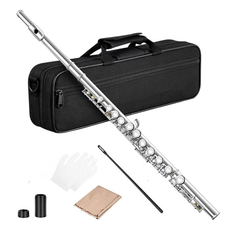 CEORPER Durability Silver Nickel Plated Brass Flute with 16 Keys Closed Hole C Key