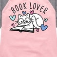 thumbnail image 3 of Instant Message - Book Lover Cat - Toddler And Youth Girls Raglan Graphic T-Shirt, 3 of 5