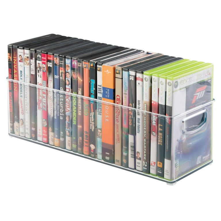 mDesign caisse de rangement (lot de 2) – rangement CD, jeux vidéo avec  poignée – rangement DVD en plastique – transparent : : Jeux vidéo
