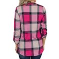 thumbnail image 3 of Camisas a cuadros Jersey con cuello en V Manga larga Casual Bloque de color Moda Camisa a cuadros Túnica para mujer, 3 of 7
