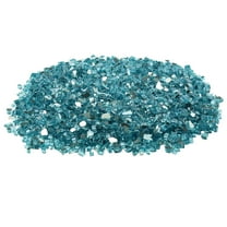 KFFKFF Fire Glass, 10 LBS / 4.5 KG Heat-Resistant Fireplace Stones, 1/2-Inch / 12.7 mm Reflective and Smoke-Free Firepit Glass, Glossy Decorative Stones for Fire Pit Table, Aqua Blue