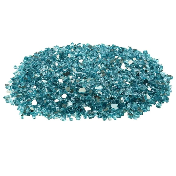 KFFKFF Fire Glass, 20 LBS / 9 KG High-Temperature Resistant Fireplace Rocks, 1/2-Inch / 12.7 mm Reflective & Smokeless Firepit Glass Rock, High Luster Stone Landscaping