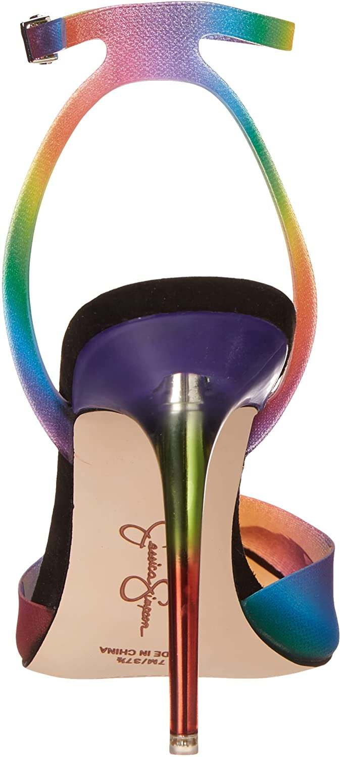 Jessica Simpson Pirrie Rainbow Matte Stiletto Heel Pointed Toe Ankle Strap  Pumps (Clear Rainbow, 7.5) - Walmart.com